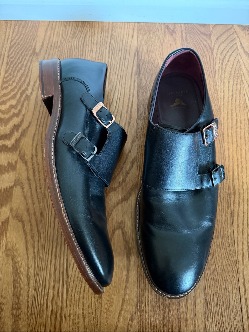 Ted Baker Black Double Monk Strap Leather Shoes